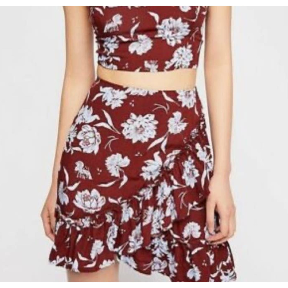 Free People 'I've Got A Feeling' Faux-Wrap Ruffle Mini Skirt Size Small